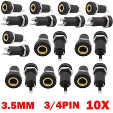 10x 3.5mm Audio Female Jack Socket 3/4 Pole Stereo Solder Panel Mount Adapters