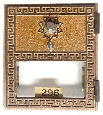 VINTAGE 1964 AMERICAN U.S. POST OFFICE BRASS PO BOX DOOR KEYLESS ONE DIAL COMBO