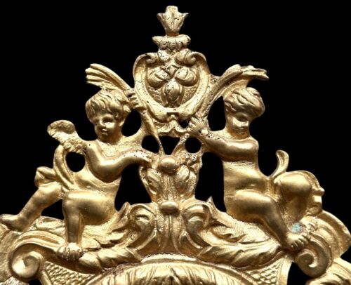 Antique Girandole Mirror Three Candle Wall Sconce cherubs - Picture 5 of 12
