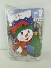 Design Works Snowman Christmas Tree 16" Stocking Kit 5073 Felt Sequins Applique