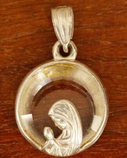 Silver CATHOLIC Jewelry 850 Madonna Mother Mary Crystal Necklace Pendant