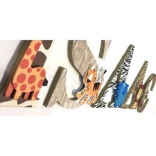 Wooden Nursery Letters - Jungle Safari Themed Wooden Letters - Custom Signs