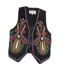 Deerskin Quality Leathers Unisex Leather Vest Black Vest Size Small Embroidered