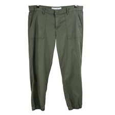 Frank  Eileen FOXROCK ARMY Green Jogger CROP Pants 10 ITALIAN UTILITY TWILL