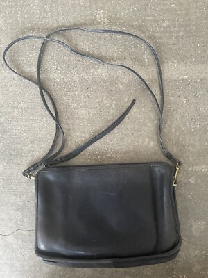Vintage Coach Crossbody Purse Black Leather 70s Bag 11x7” | eBay