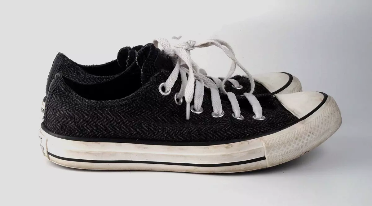 CONVERSE W 7 M 5 Grey Herringbone Tweed All Star Chucks Low Top Shoes Sneakers