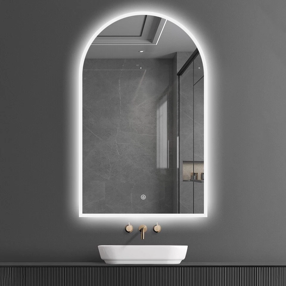 LED Arched Frameless Mirror 100x75cm Vanity Makeup Bathroom Defogger Dimmable