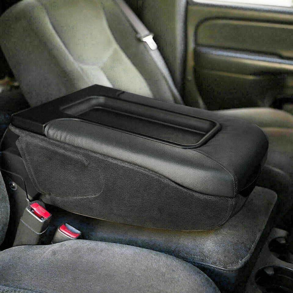 Center Console Lid Kit Arm Rest for 99-07 Chevy Silverado GMC Sierra Black 1999 - Image 2 of 4