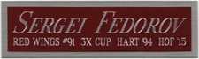 SERGEI FEDOROV RED WINGS NAMEPLATE FO AUTOGRAPHED Signed HOCKEY-STICK-PUCK-PHOTO