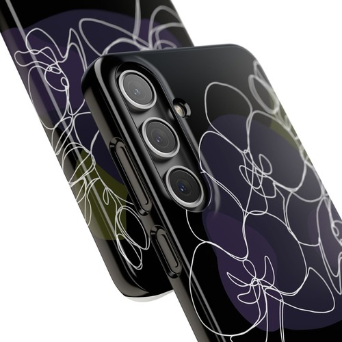 Snap Cases, Black Orchid Line Art Drawing Phone Case, Floral Phone Cover, - 第 152/228 張圖片