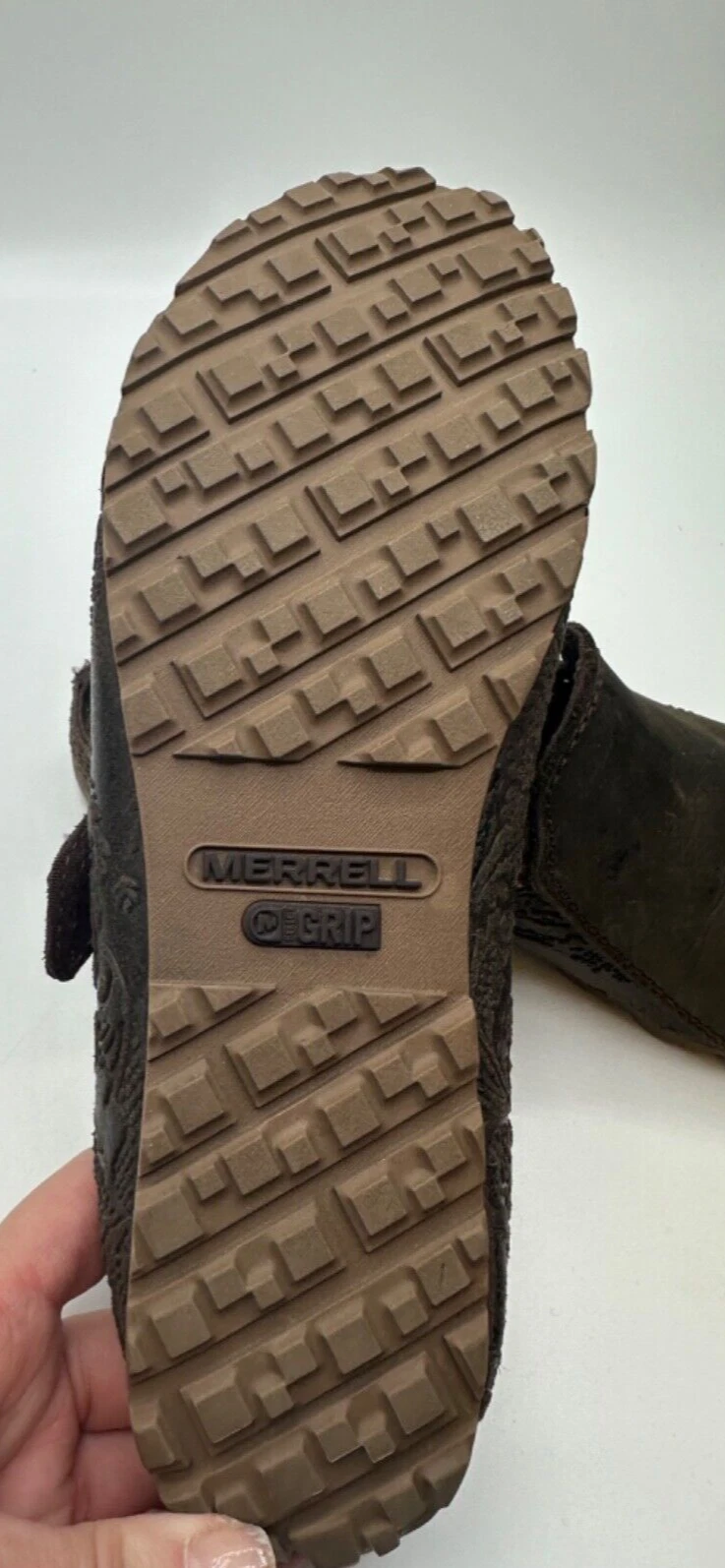 merrell performance leather slip on select grip sole shoes