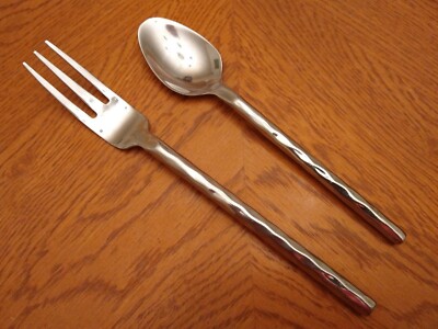 Pier 1 PII16 Caldera Wavy 18/8 Stainless 8'' Dinner Fork & 6'' Teaspoon EUC