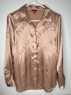 Guess Galina Logo Long Sleeve Button Up Women's Size Medium