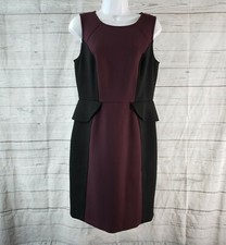 Ann Taylor LOFT Womens Dress Sz 6 Black Burgundy Sleeveless Ponte Knit