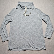 T By TALBOTS Sweatshirt Pullover Large Drawstring Scoop Cowl Neck Teal Blue