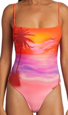 WOW! New Tags Brandon Maxwell ''Sunset Orange'' tropical bodysuit XL $695
