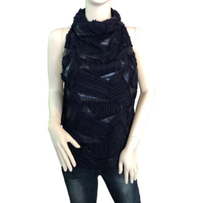 LOLA & SOPHIE NWOT Small Indigo Blue Funnel Neck Top Sleeveless Party Date Club