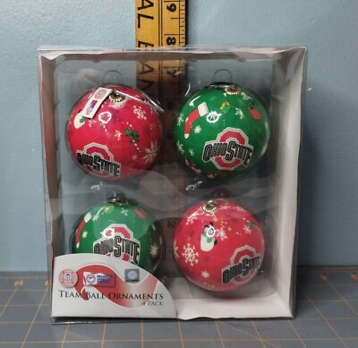 Forever Collections Ohio State Christmas Ornaments 2.5 in. Set of 4 Pieces NEW