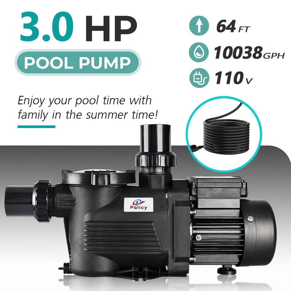 3HP High-Flo In Ground Inground Pool Pump 110V 60MM Ports 3 Horse Power - Image 3 of 4