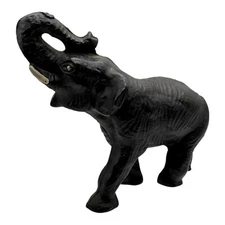 Elephant Statue Figurine Trunk Up Decor Good Luck Charm Home Accent Black