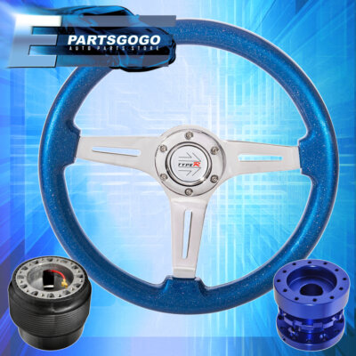 Blue Extender For 90-94 Eclipse + Metallic Ocean Blue Deep Dish Steering Wheel