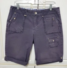 Gitano Bermuda Shorts Woman's Size 12 Walking Short Gray Silver Rolled 12 P-23