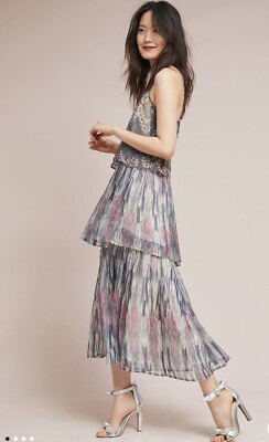 New Anthropologie Josie Tiered Maxi Dress sz 12 | eBay
