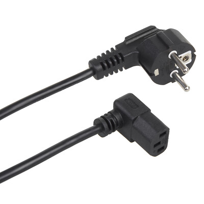 Kaltgerätekabel Netzkabel 3-Pin Schutzkontakt auf Kaltgerätestecker Schwarz 90