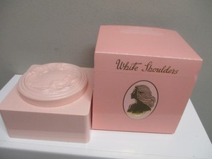 White Shoulders Bath Powder Talc & Puff 8 Oz NEW in Box Evyan Vintage