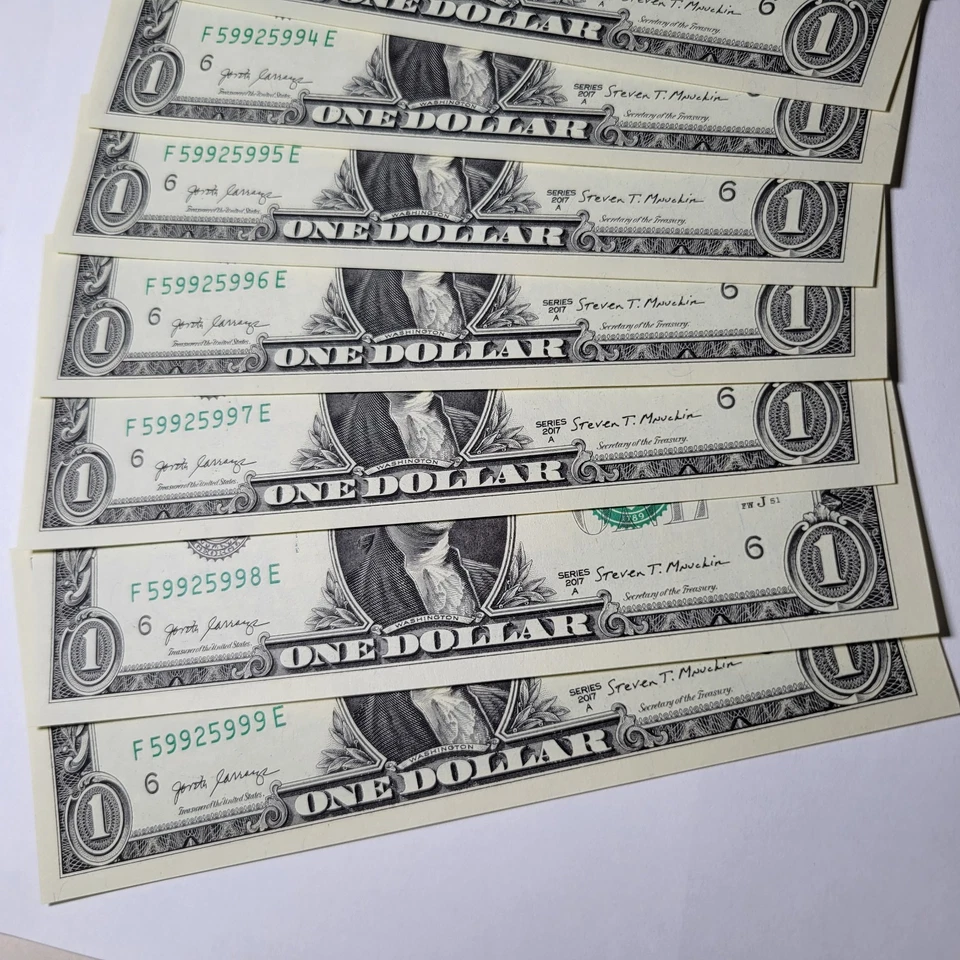 2017 Atlanta Fed Res $1 RADAR Bank Note Serial #59925992 + 7 Consec ~ GEM UNC ~ - Image 3 of 4