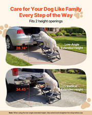 VEVOR Dog Stairs for Car, 4 Steps Extra Wide Foldable Dog Ramp for Large Dogs wi