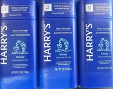 3 xtra-Strength ANTIPERSPIRANT HARRY'S SWEAT  ODOR CONTROL charcoal-lime