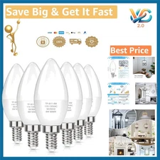 E12 LED Candle Bulbs 60W Equivalent Daylight White 600 Lumens Pack of 6