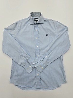 Fred Perry Mens Shirt Light Blue Slim Fit Button Up Size S