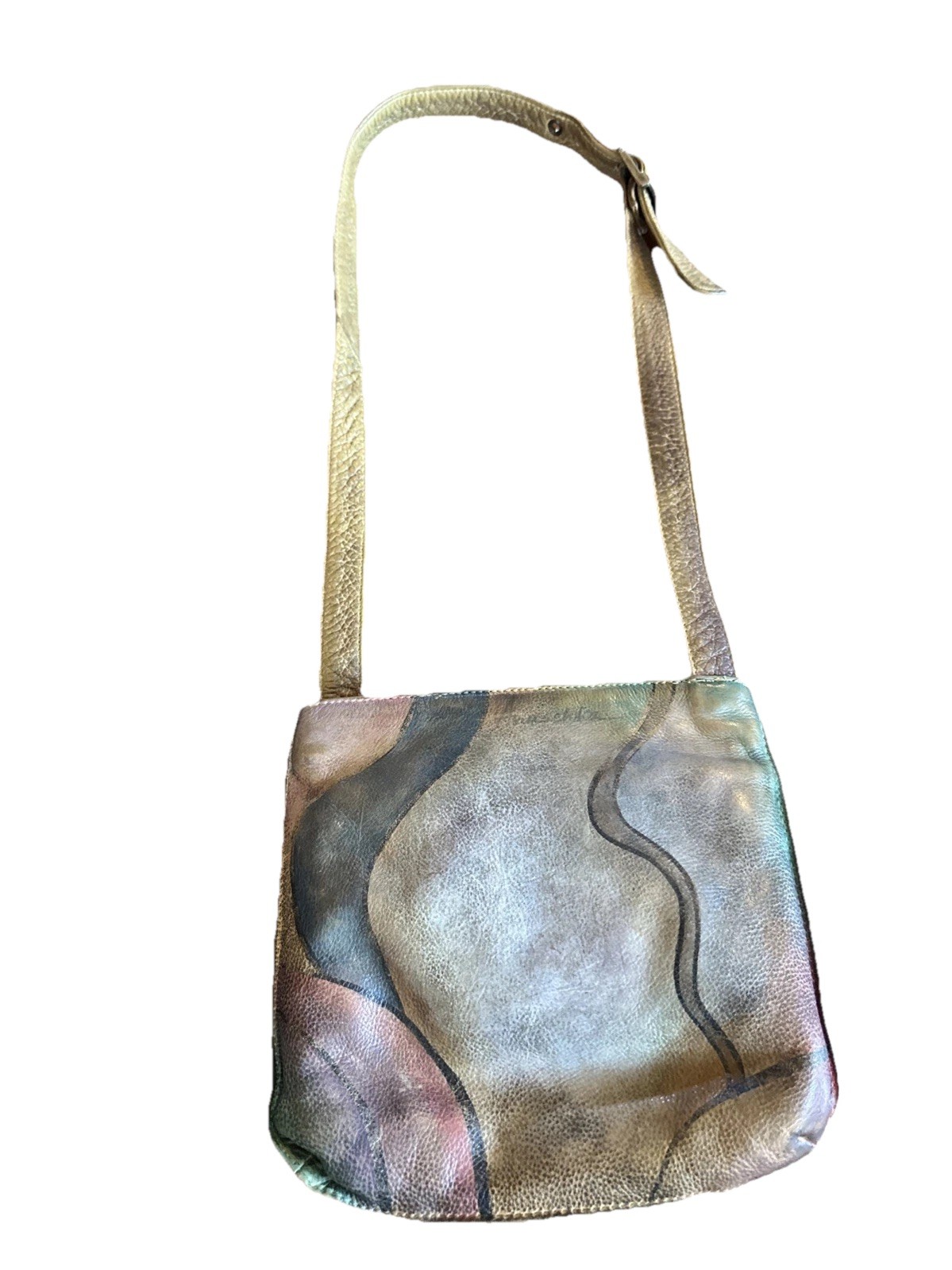 ANUSCHKA Painted  Multicolor Leather Shoulder  Pu… - image 2