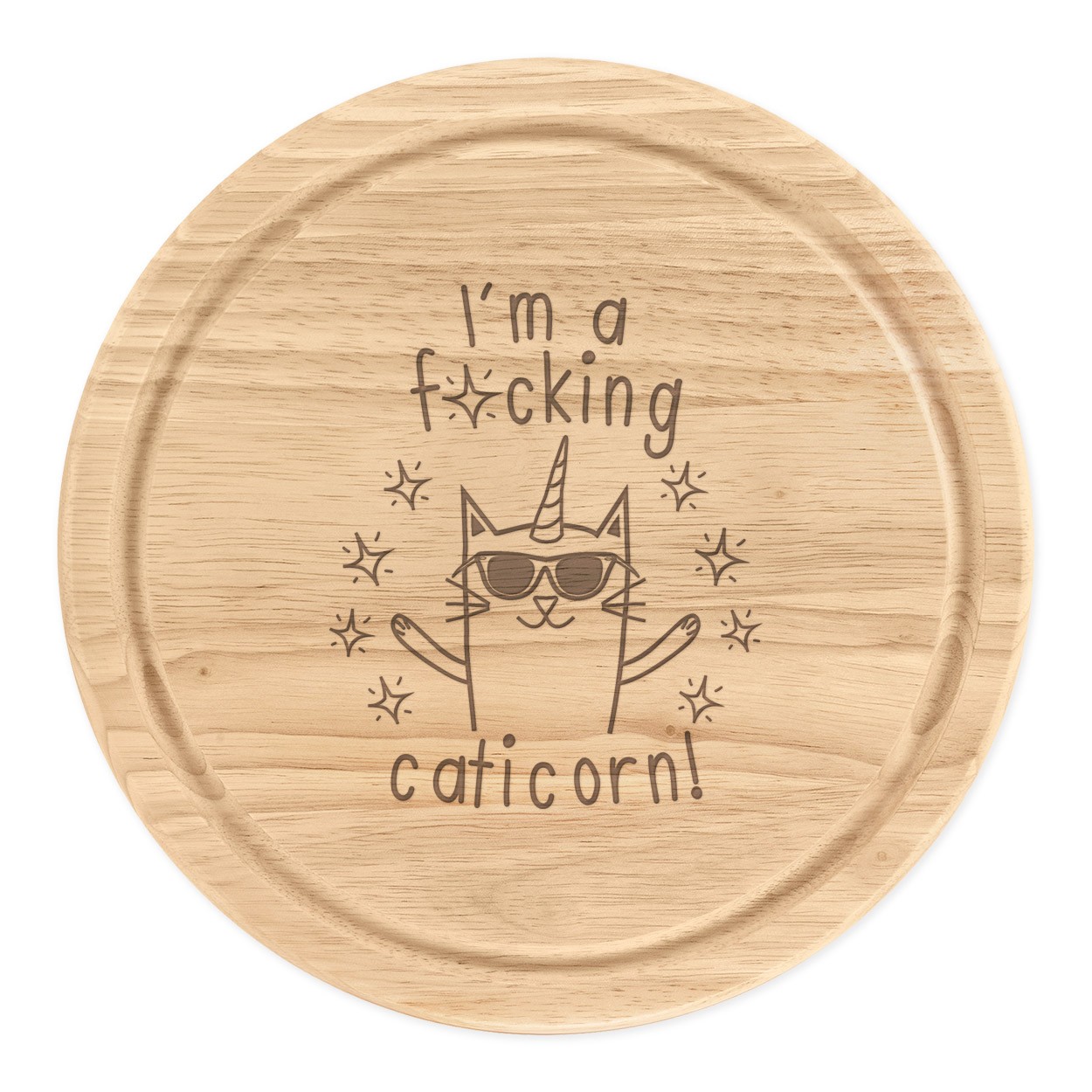 I'm A F-ing Caticorn Round Chopping Cheese Board Funny Unicorn Cat