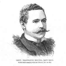 Lieut. Teignmouth Melvill 24th Regiment - Antique Print 1879