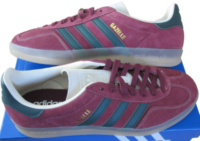 Adidas Men's Gazelle Indoor Suede Shoes Dark Red Green White Size 11 NIB JH5403