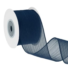 1.6 Inch 10 Yard Metallic Sheer Wire Ribbon, Wired Sheer Fabric Roll, Green