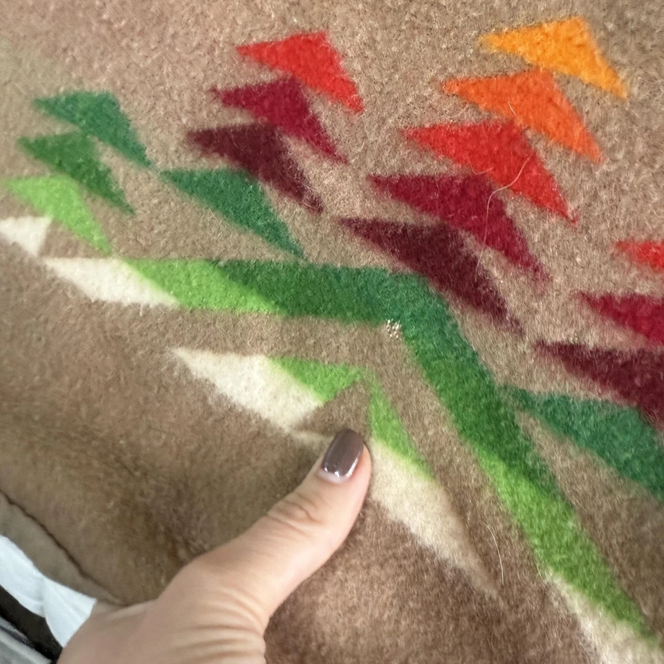 Pendleton Beaver State Wool Blanket Robe Southwest Geometric Tan Multicolor - Image 4 of 4