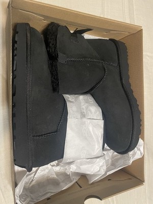 UGG Mini Bailey Bow II Black Women's Shearling Suede Boots Bow US 6