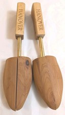 Pair VTG Hanover Wood  Brass Shoe Trees Split Toe Men's Medium M Made in USA