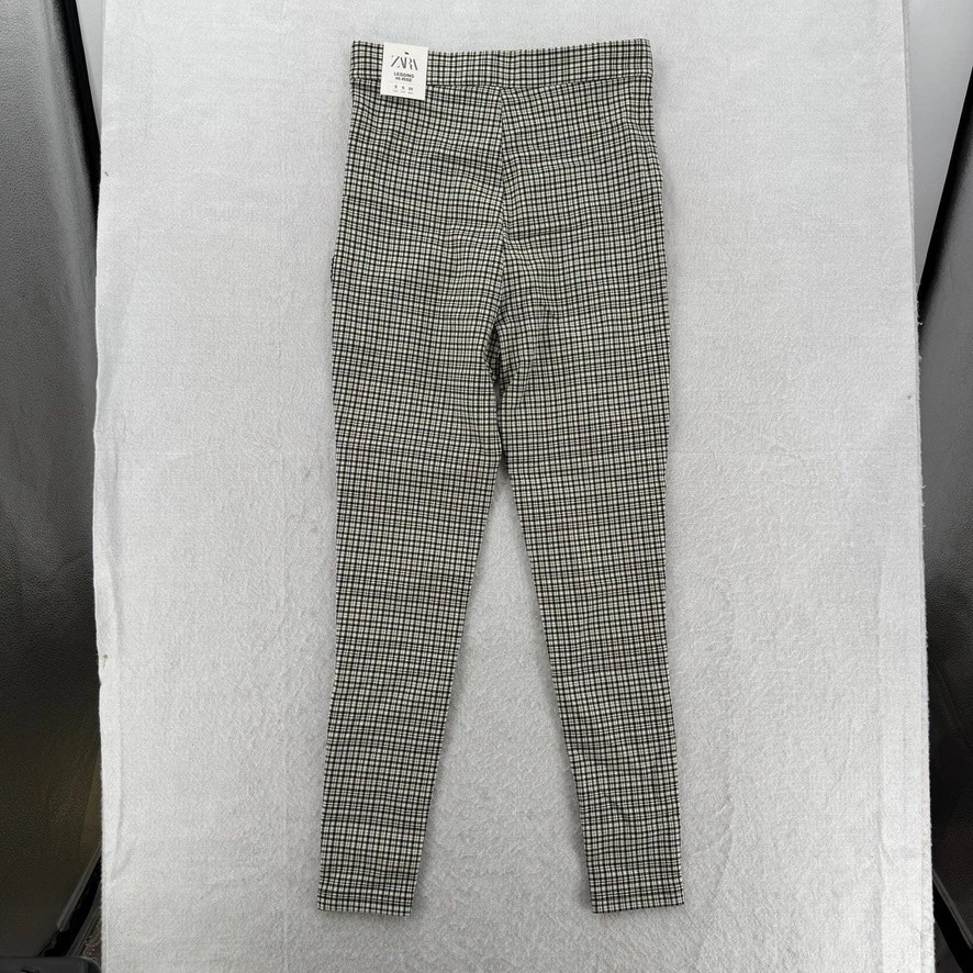Pantalones Legging Zara Mujer Pequeños Negros Blancos Cuadros Tiro Alto Elastizados Trabajo Nuevos con Etiquetas Foto 2 de 4