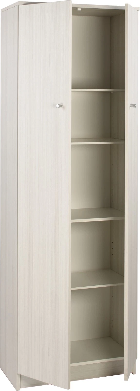 Armadio Utility Multiuso 2 ante 4 ripiani, 5 scomparti | Legno Eucalipto 62x34x182