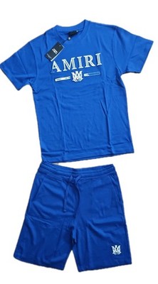 AMIRI Men's 2 Piece Set T-Shirt & Shorts 100% Cotton Size XL,Short Sleeve Royal.