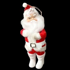 Santa Claus Doll Vinyl Face Santa Ornament 1950's Vintage