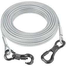 15FT Reflective Tie Out Cable for Dogs Up to 250 Pounds, Steel Wire Lead Leas...