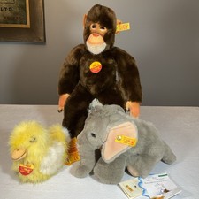 NEW STEIFF Jocko Chimpanzee 060281/Trampili Elephant 083211/Waggi Duck 073908
