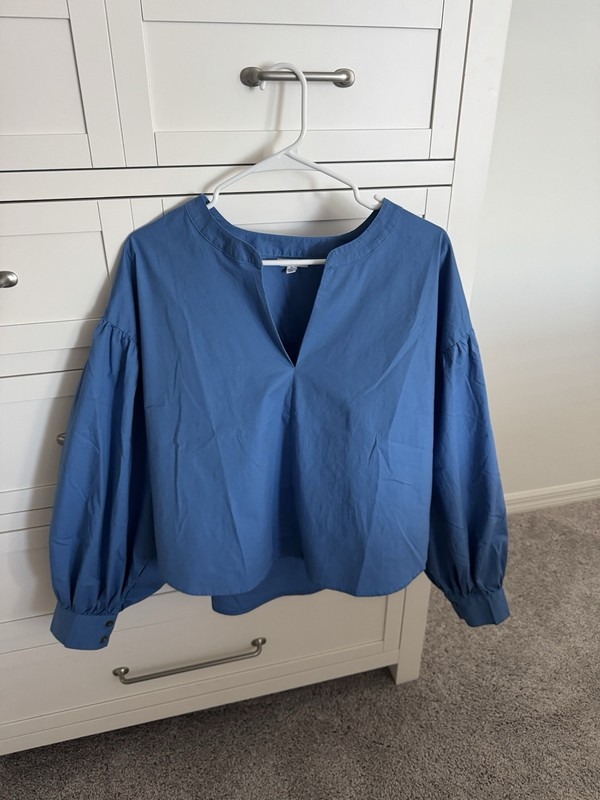 Pistola Stretch Poplin Blue Belle Lou Crop Shirt