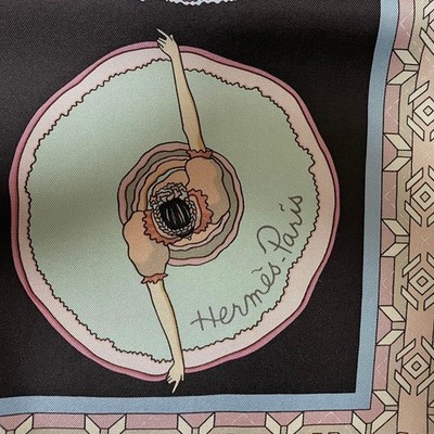 Hermes Scarf Belles du Mexique 90 cm Silk black Carre Mexico dance